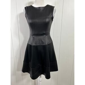 altar'd state black faux leather fit and flare mini dress in Size XS
